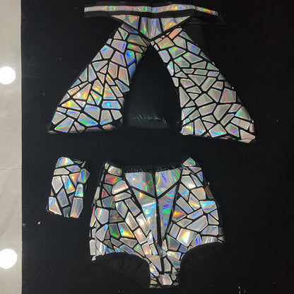 Silver Reflective High Shoulder Stereoscopic Suit