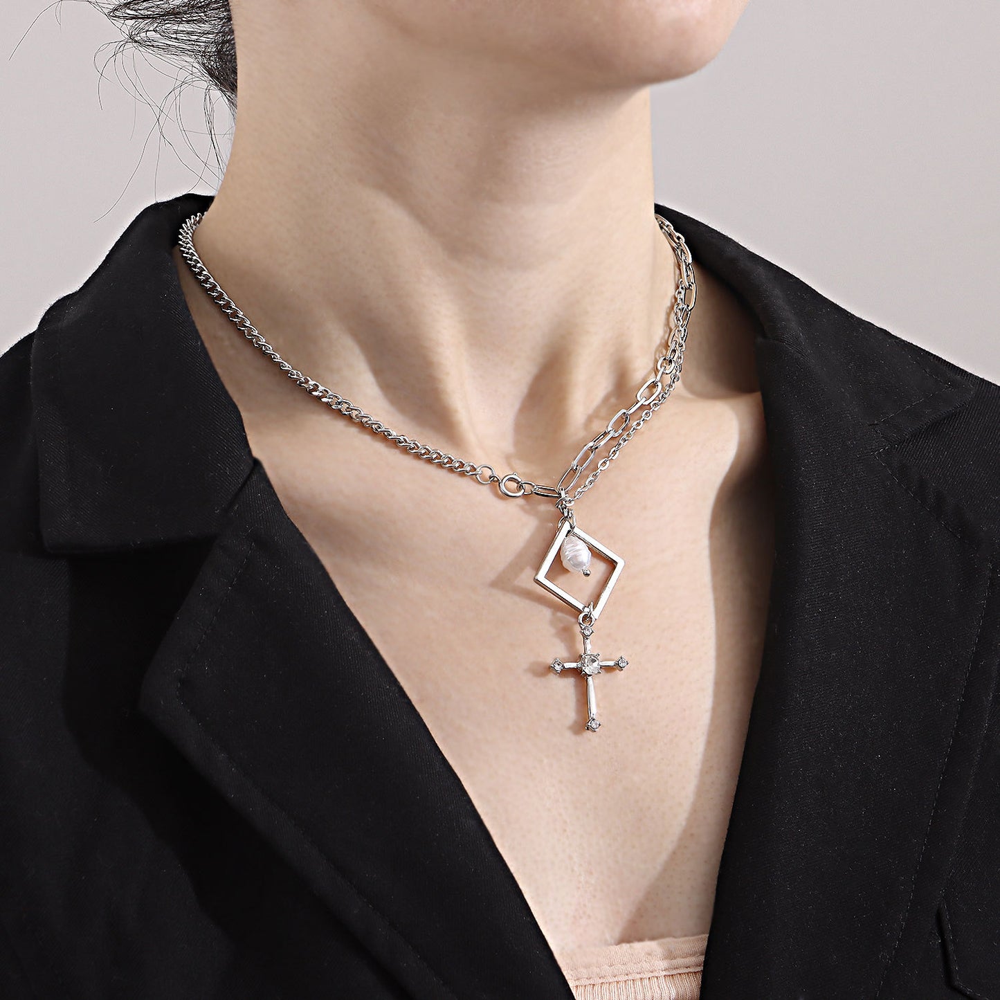 Collier pendentif croix rétro Club Punk bijoux tendance