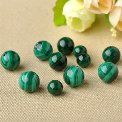 Perles rondes en Malachite naturelle, amples, bijoux en pierre rayée, semi-finies, DIY