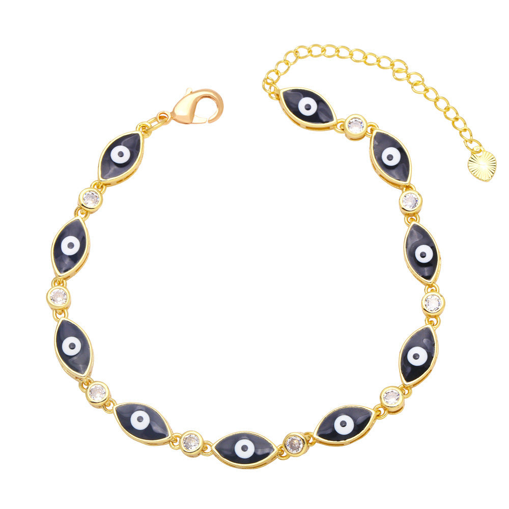 Pulsera de ojo de gota de aceite colorido Boho para mujer