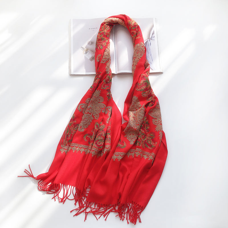 Ethnic Shawl Scarf Ladies Vintage Embroidery