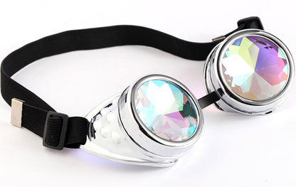 Kaléidoscope lunettes Steampunk hommes lunettes de soleil lunettes rondes coupe-vent accessoires