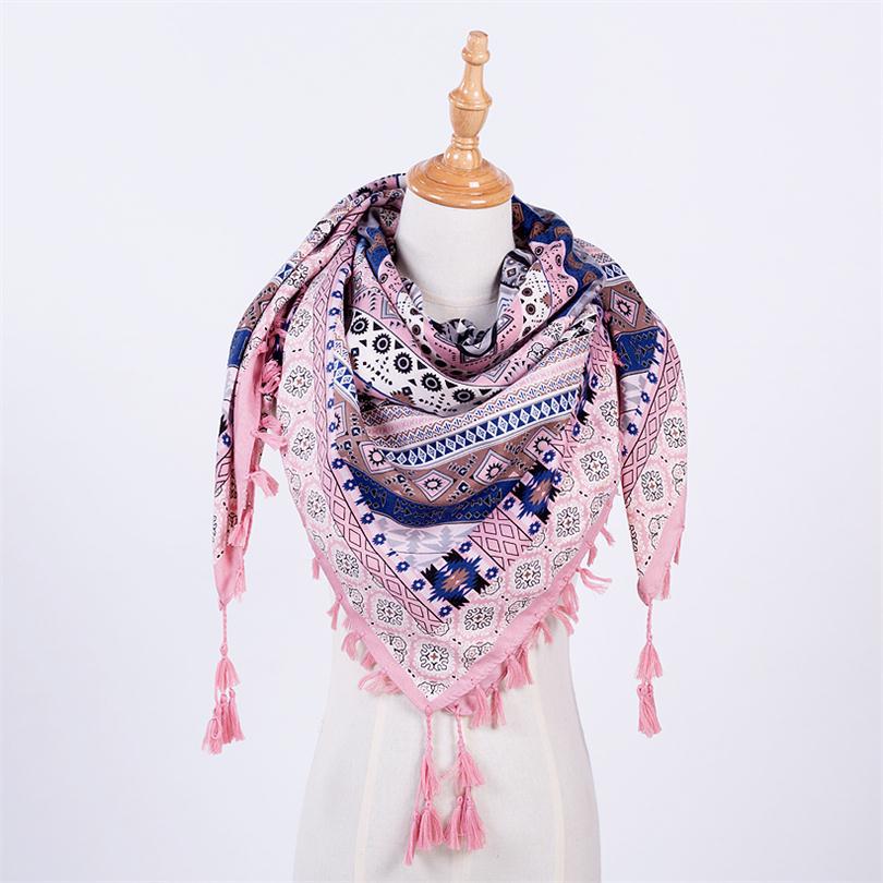 Ethnic Style Fringed Scarf Jacquard Square Scarf