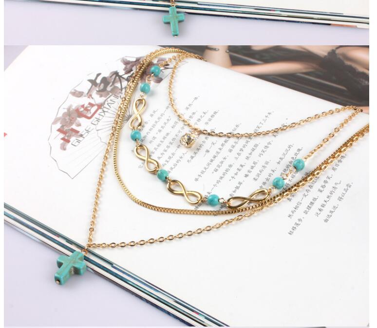 Collier Boho Turquoise Croix Chic