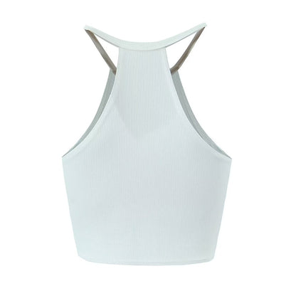 Ropa de verano para mujer, camisola con tirantes finos de Color liso con cuello en V Sexy de punto