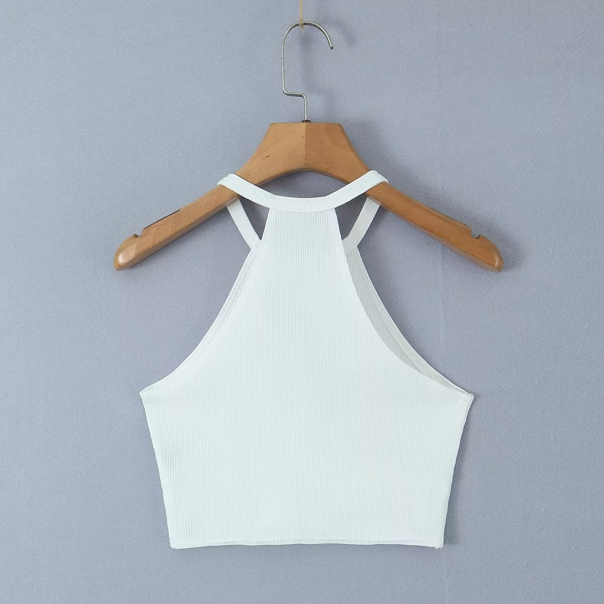 Ropa de verano para mujer, camisola con tirantes finos de Color liso con cuello en V Sexy de punto