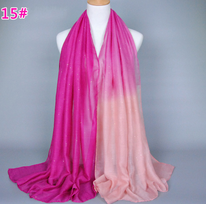 New cotton and linen Balinese women's scarf Classic hot stamping gradient autumn and winter women's scarf