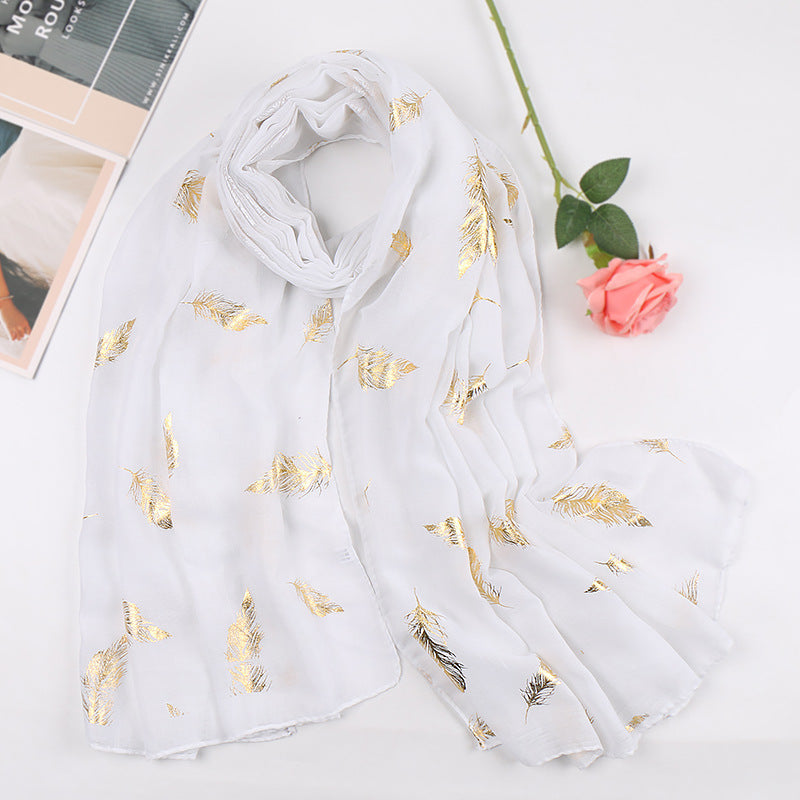 Foulard plumes en coton bronzant