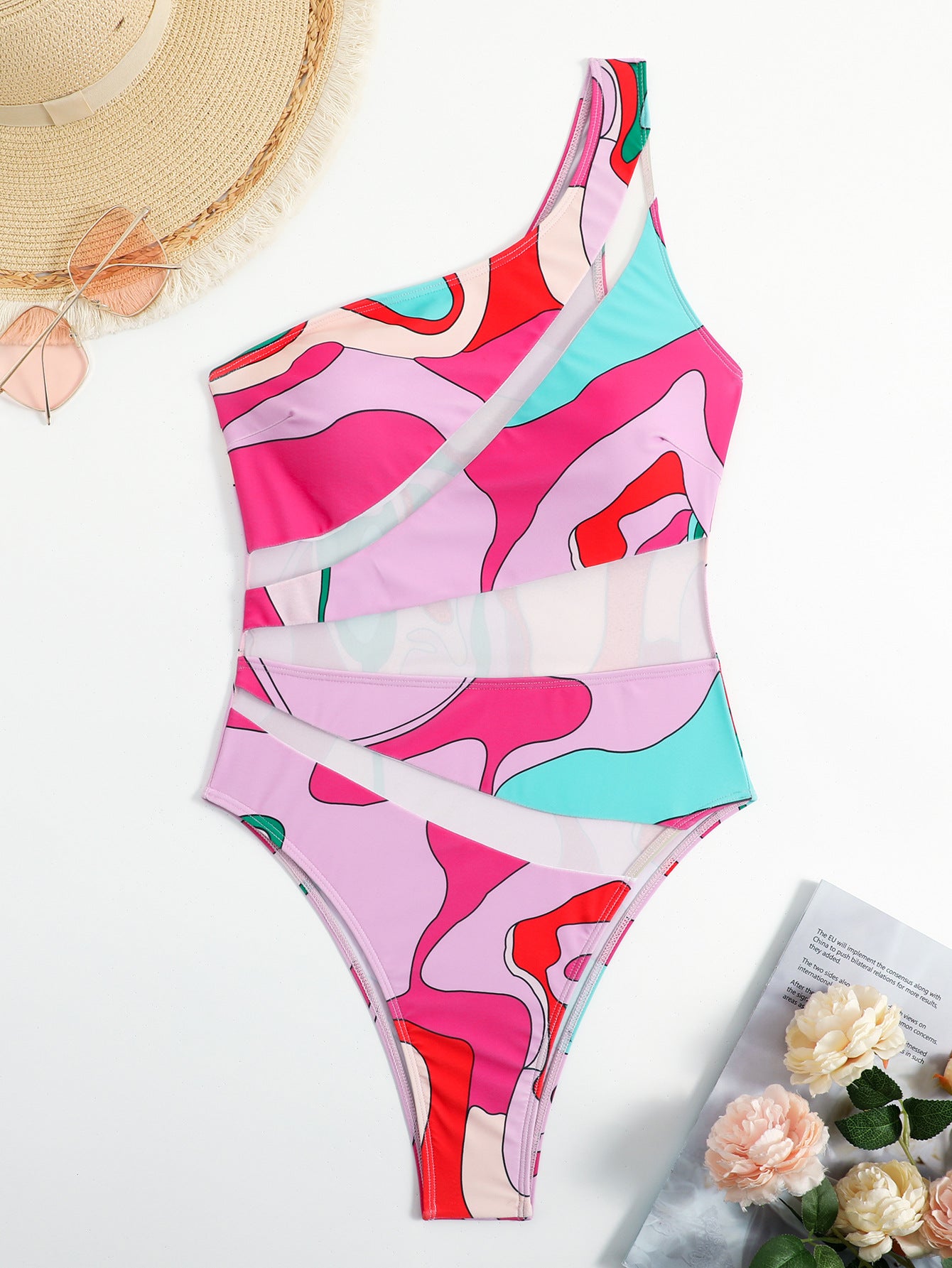 Women Colorful Printing One Piece Swimsuit Sexy Bikini