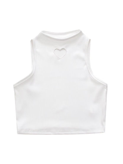 Heart Shape Sleeveless Short Vest Early Autumn Slim Fit Solid Color Underwear Top Sexy Inner Wear