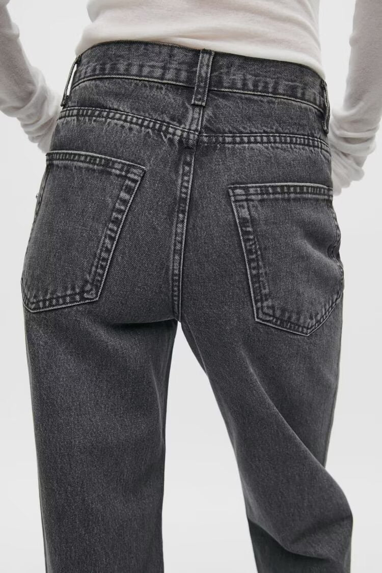 Ropa de mujer Adorno brillante Pantalones anchos de cintura media Jeans