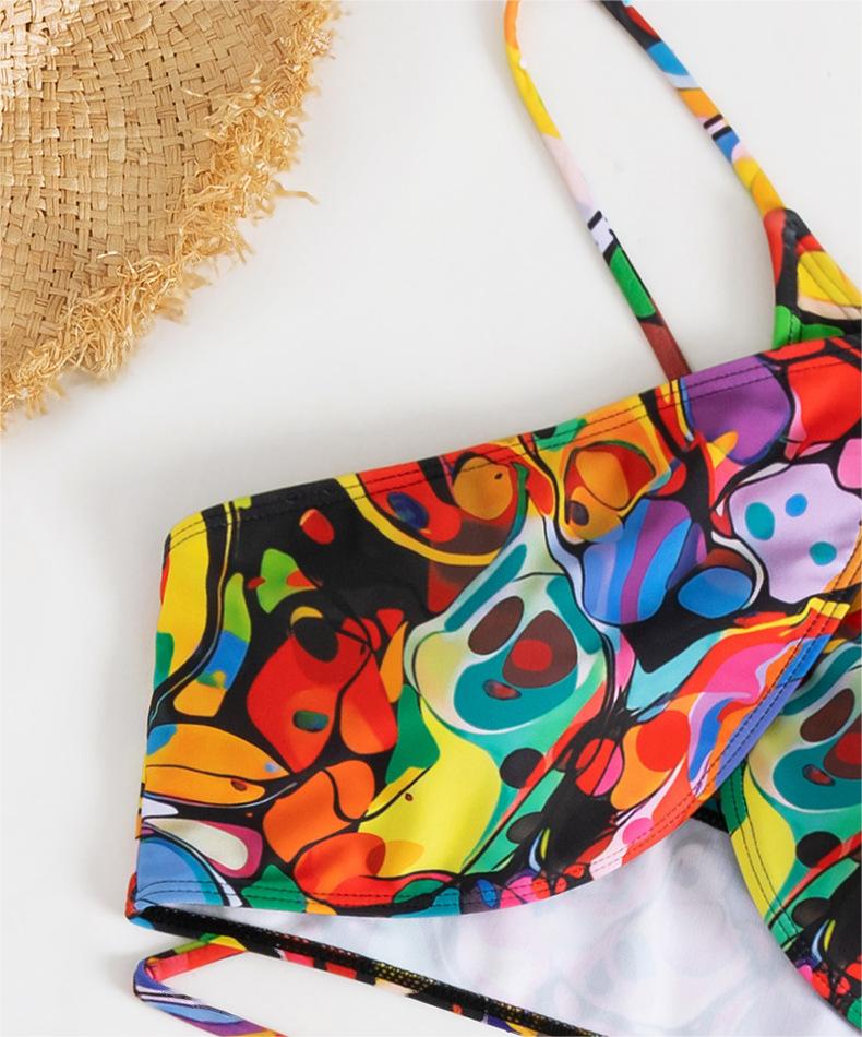 Swimwear Split Halter Strap Colorful Sexy Bikini Bikini Swimsuit