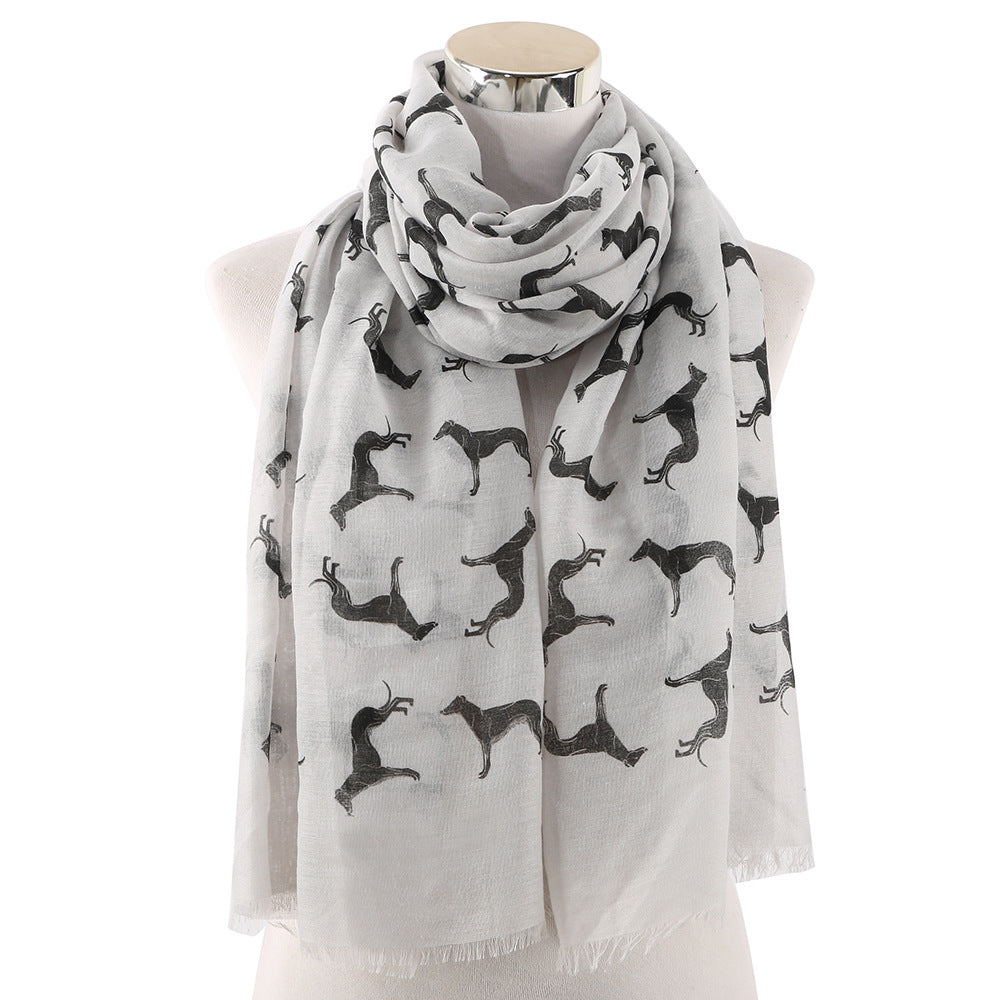 Black dog print scarf