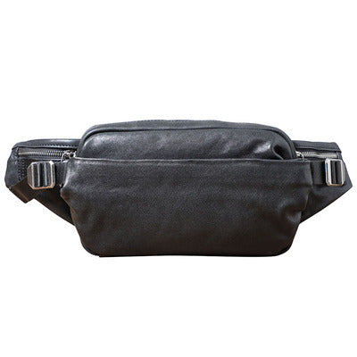 Petit sac à dos pour hommes, bandoulière simple, couche de tête en cuir de vache, sac banane