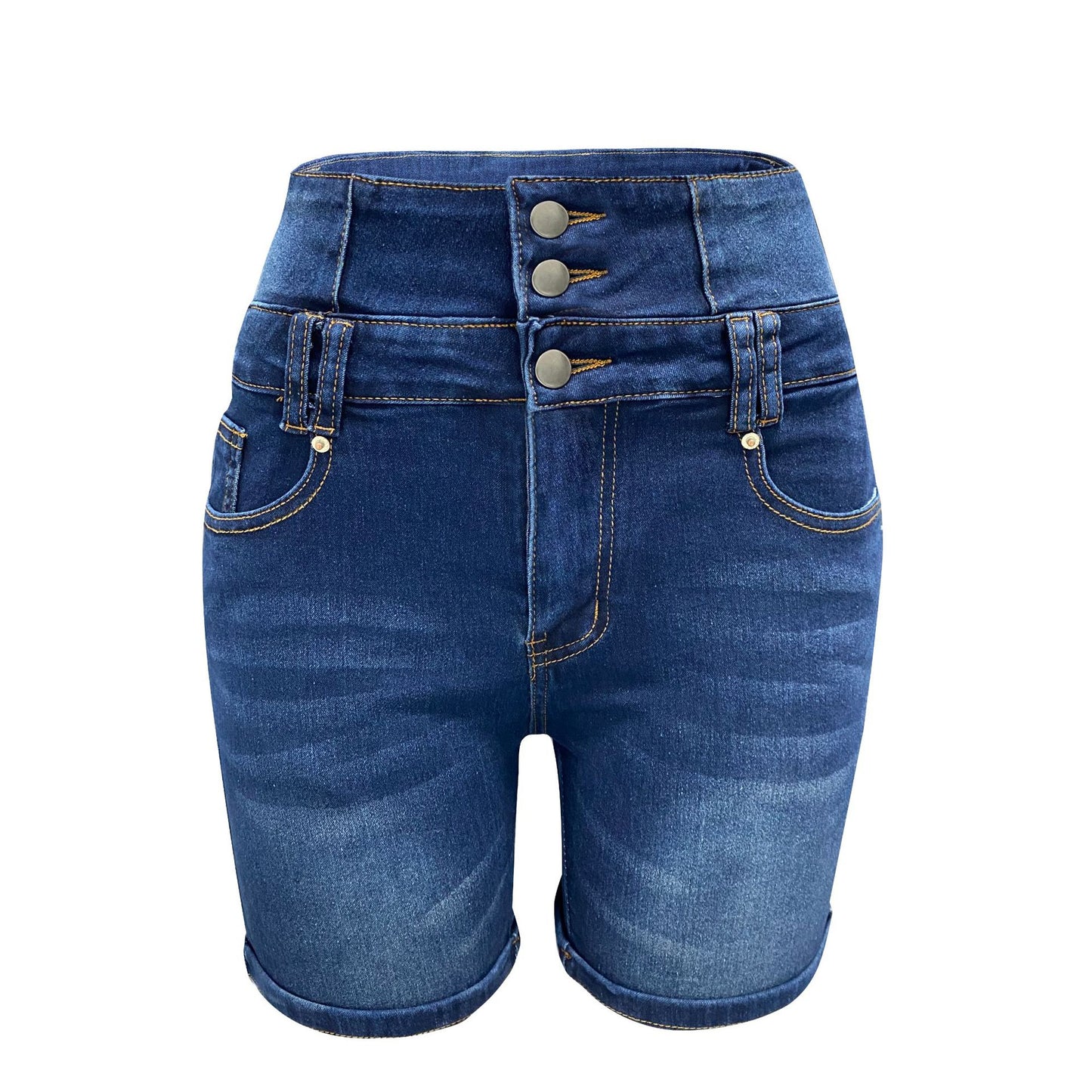 Short en Denim bouclé taille haute pour femme, coupe Slim, amincissant, rehausse les hanches