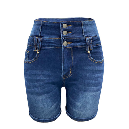 Short en Denim bouclé taille haute pour femme, coupe Slim, amincissant, rehausse les hanches