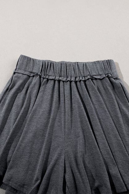 Short ample décontracté à effet drapé pour femme, vêtement d'été assorti, taille haute, droit