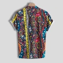 Chemise psychédélique colorée à manches courtes imprimée 