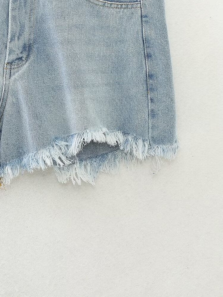 Women Clothing French Brushed Burr Denim Shorts