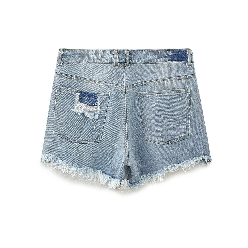 Women Clothing French Brushed Burr Denim Shorts