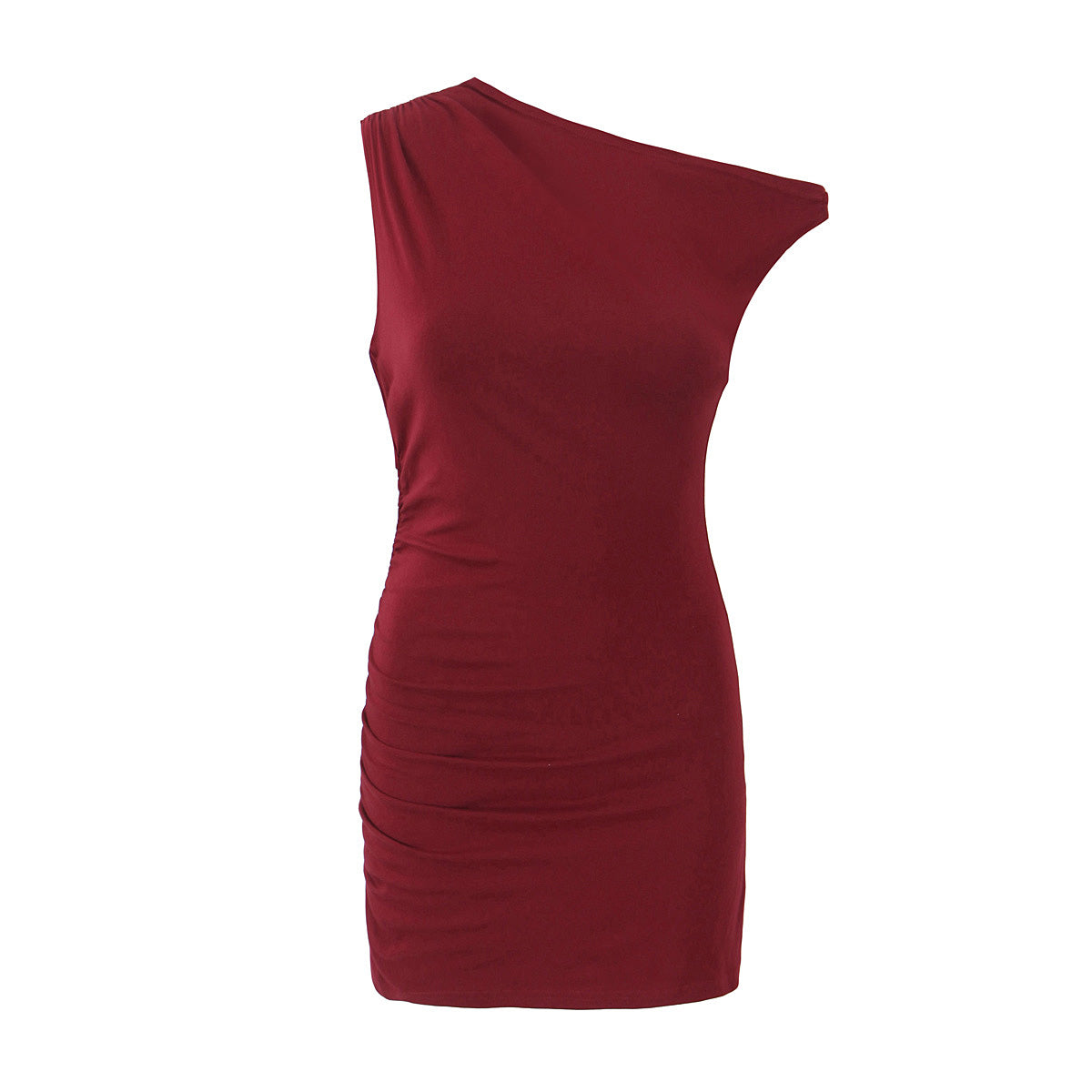 Women Solid Slim Asymmetric Sexy Short Dress