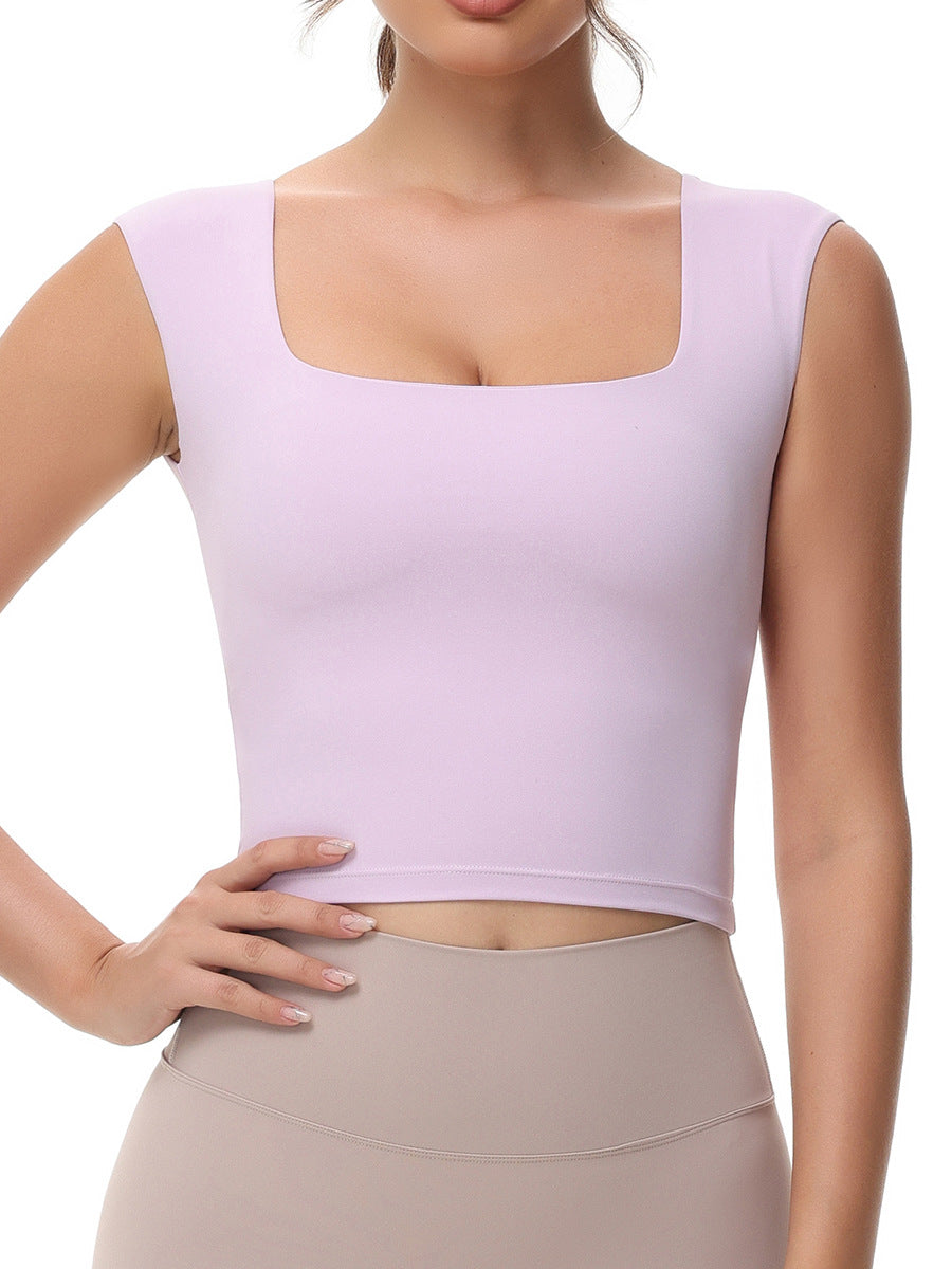 Soutien-gorge d'entraînement rétro à col carré, veste de Yoga à Ventilation sans trace, sangle d'épaule épaisse, gilet d'exercice de beauté du dos, sangle de poitrine, vêtements d'extérieur