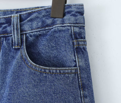 Short en Denim de poche droit couleur unie femmes short décontracté ample