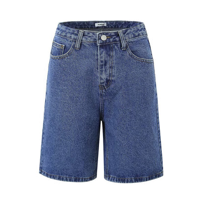 Short en Denim de poche droit couleur unie femmes short décontracté ample