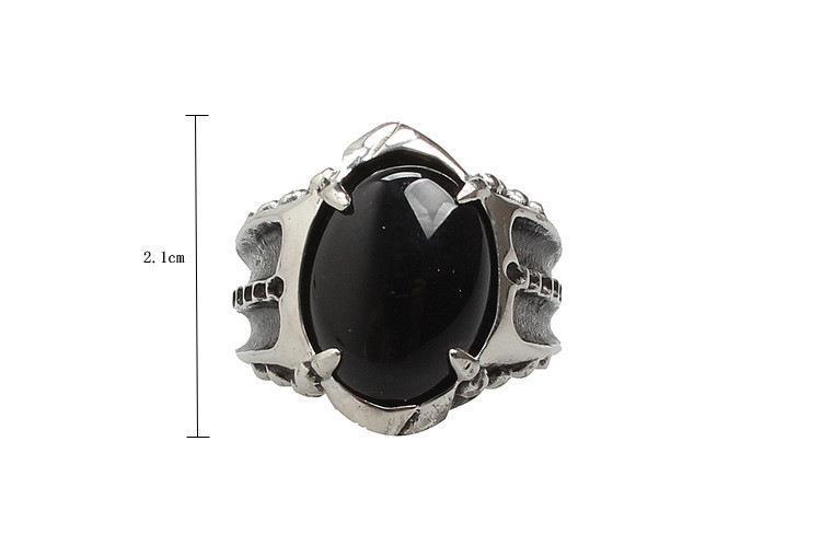 Bague pour hommes Punk Goth Vintage avec pierres précieuses en titane et acier moulé