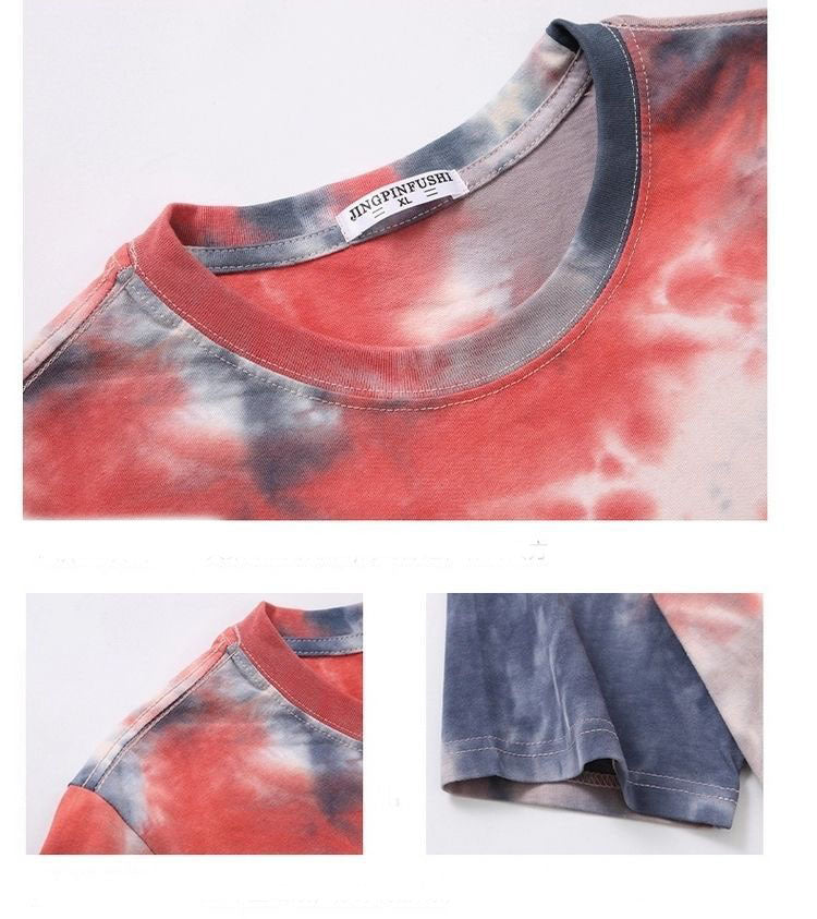 Manches courtes amples dégradées tie-dye pour hommes