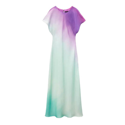 Printed Gradient Tie-dye Long Dress