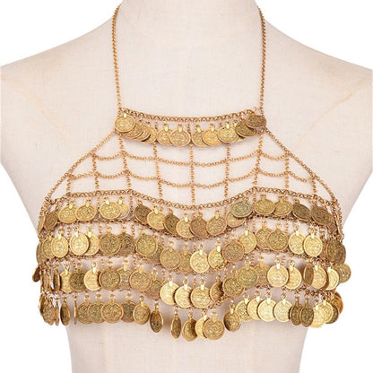 Bohemian Body Chain Coins Top