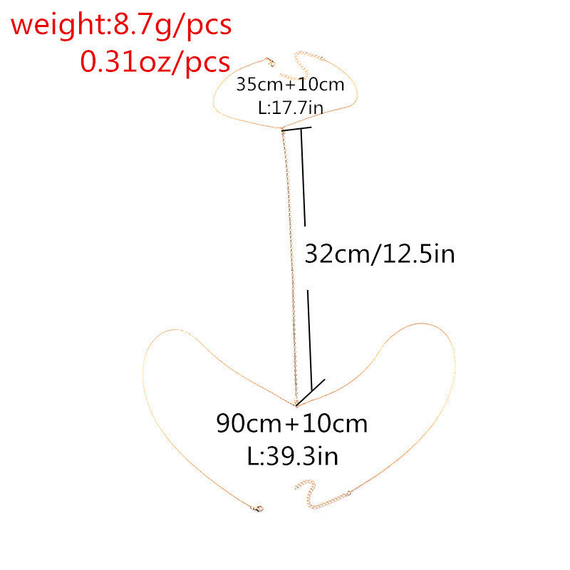 Chaîne de vêtements de corps décontractée simple et sexy et polyvalente, chaîne de corps sertie de diamants