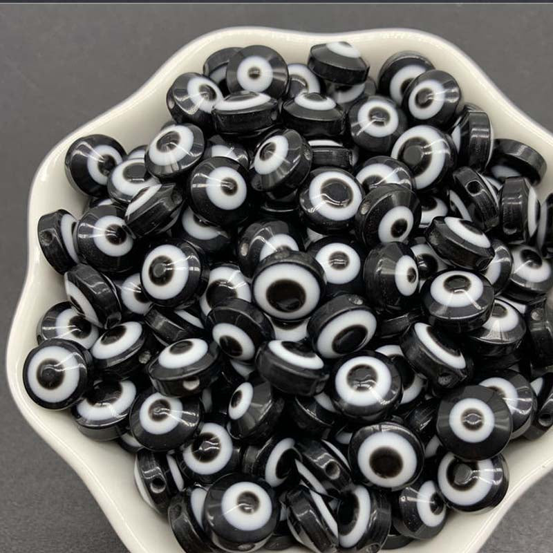 NEW 50PCS 8/10mm Oval Beads Evil Eye Resin Spacer Beads For