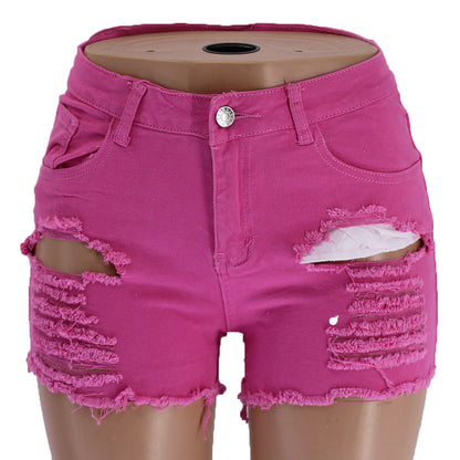 Spring Mark Ripped Denim Shorts Women Jeans Spot