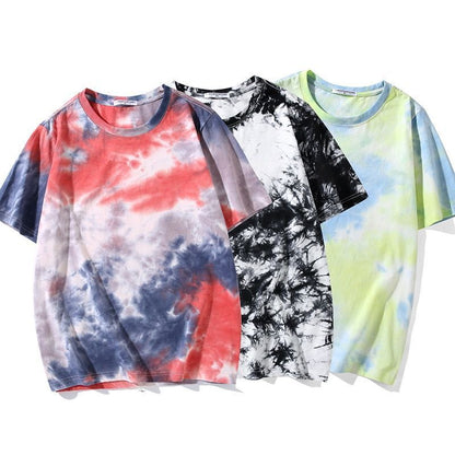 Manches courtes amples dégradées tie-dye pour hommes