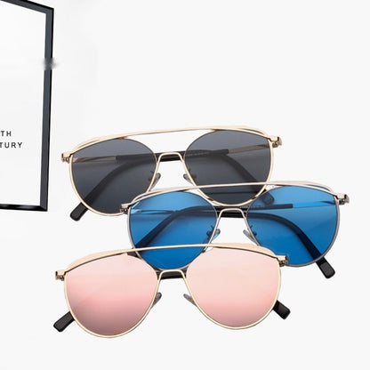 Lunettes de soleil ovales en métal pour femmes