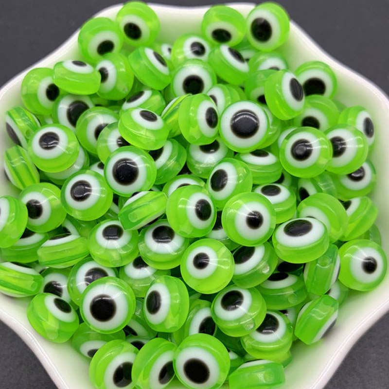 NEW 50PCS 8/10mm Oval Beads Evil Eye Resin Spacer Beads For