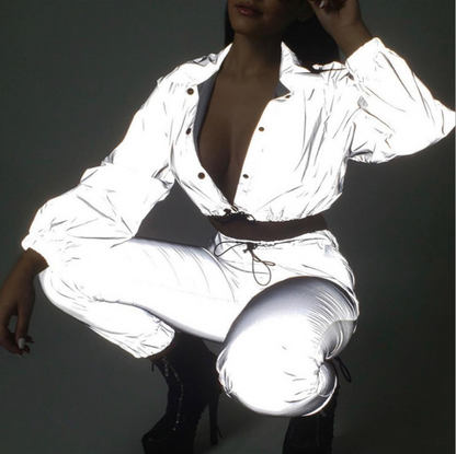 Sexy reflective two-piece suit