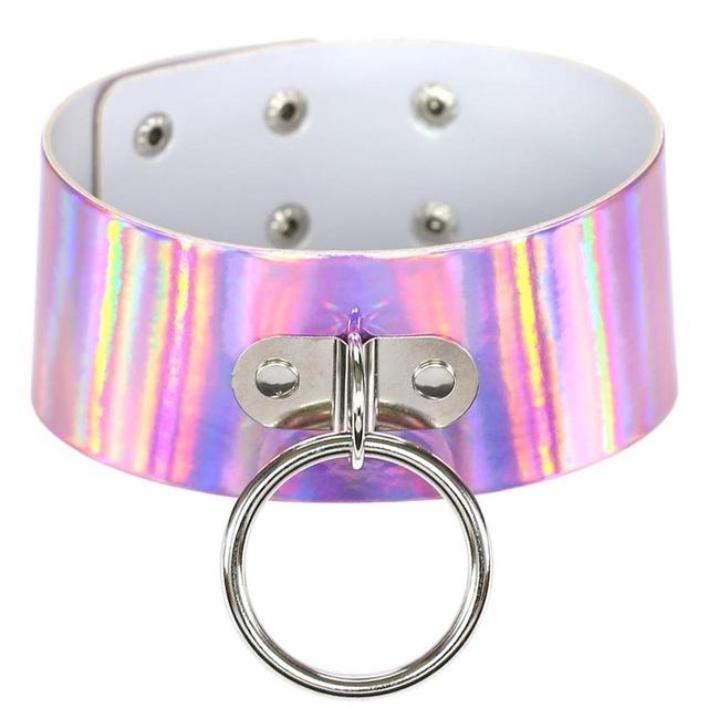 Holographic Choker O Round Metal