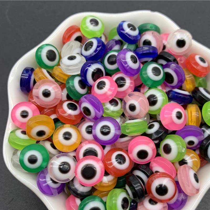 NEW 50PCS 8/10mm Oval Beads Evil Eye Resin Spacer Beads For