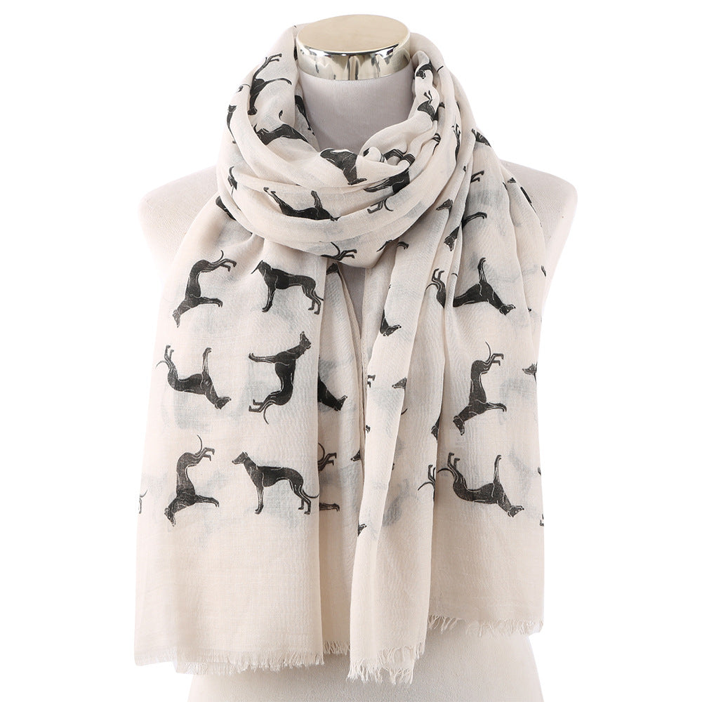 Foulard noir imprimé chien