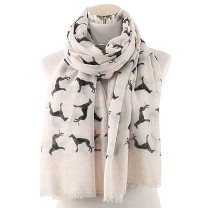 Black dog print scarf