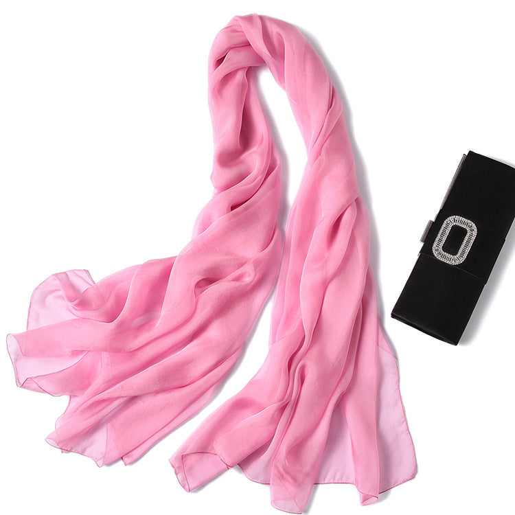 Women's silk scarf pure color silk scarf