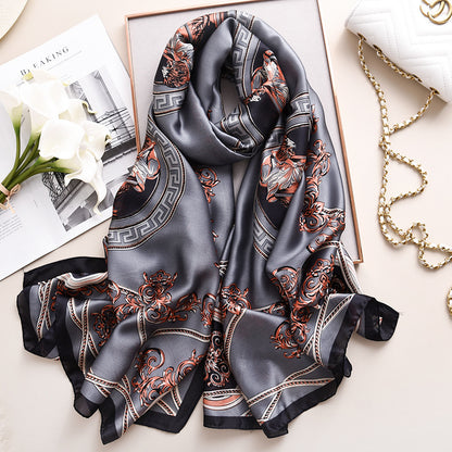 Imitation silk flower scarf