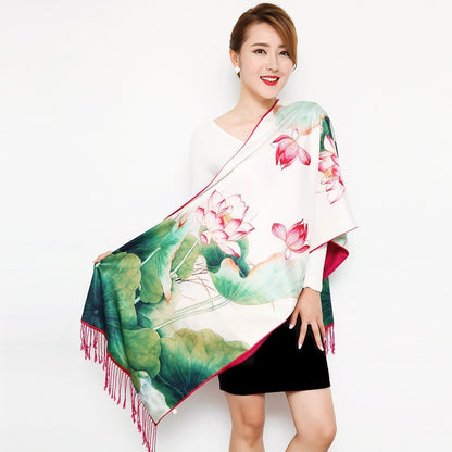 Ladies silk scarf double silk scarf women long