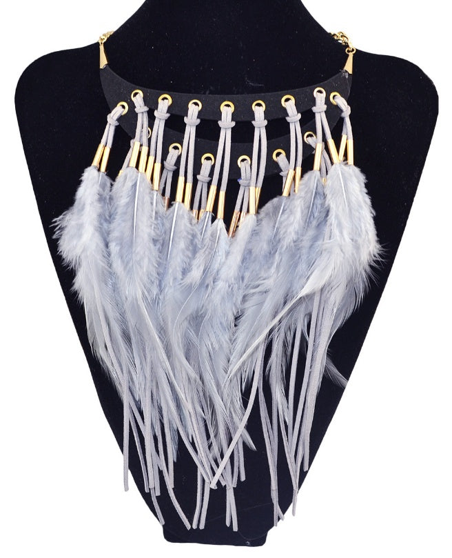 Collier de plumes Boho Indie Choker