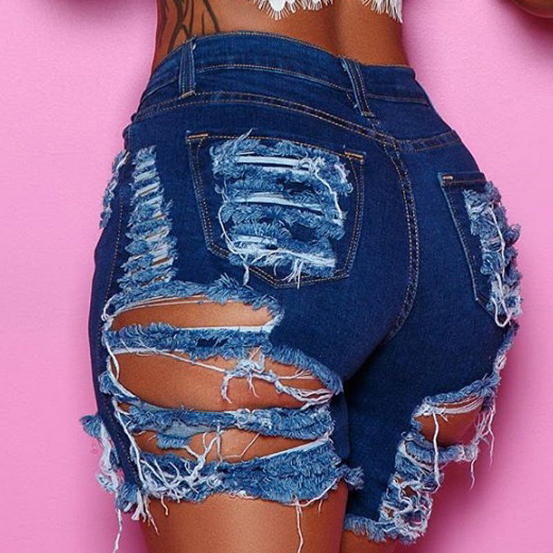 Popular Ripped Stretch Ripped Denim Shorts Cropped Pants