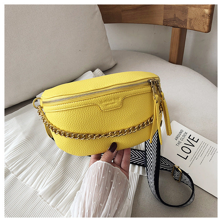 Sac banane en cuir PU pour femmes, sac banane avec chaîne, sac Bananka