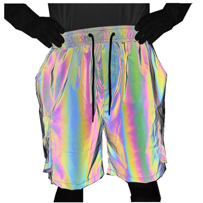 Seven-color Reflective Overalls Shorts Five-point Pants Hip-hop